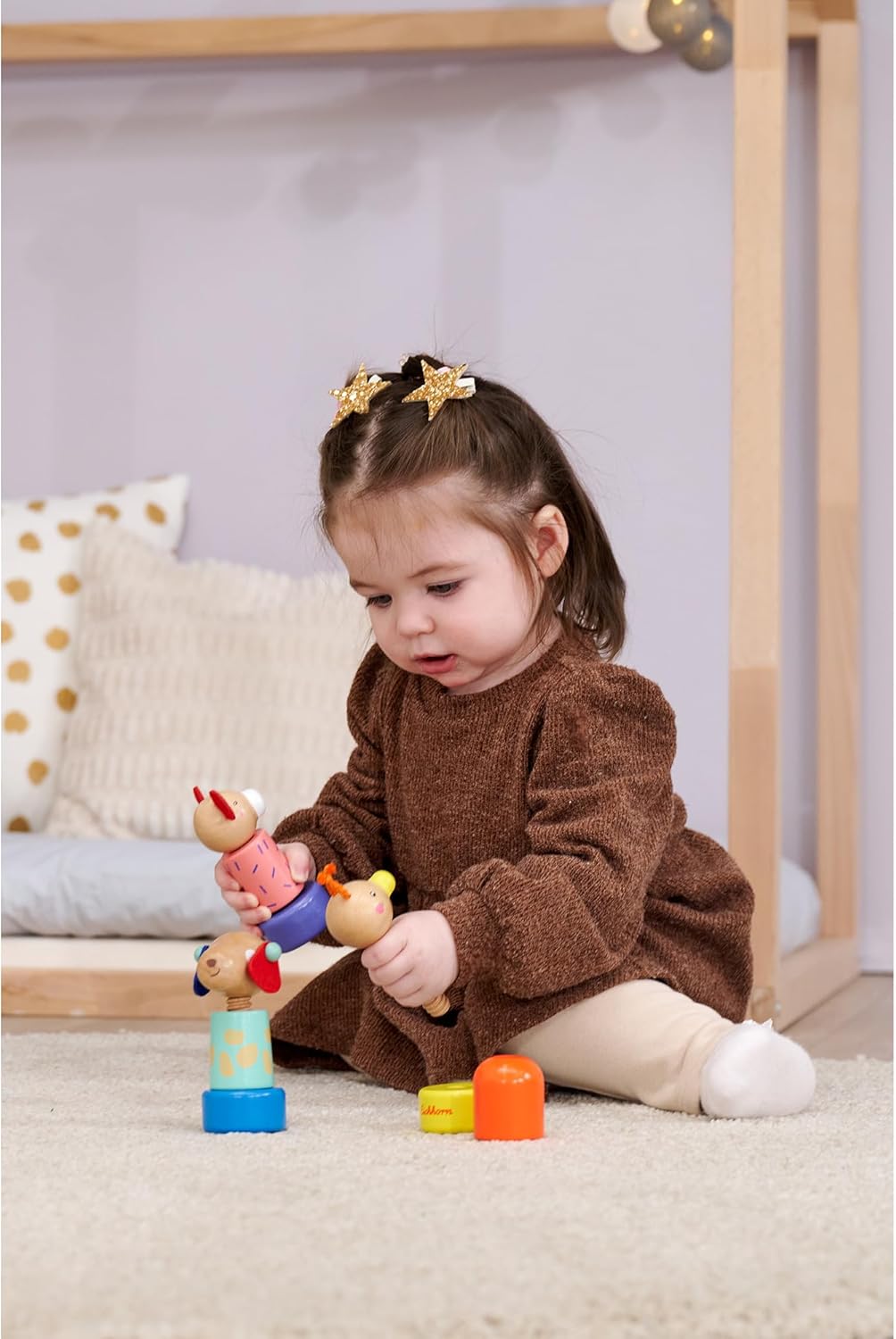 Eichhorn Screw Figures Friends with 3 Cute Animal Motifs, Promotes fine Motor Skills by screwing Together and unscrewing Together, per Figure 13 cm high, Made from 100% FSC-Certified Birch Wood, from