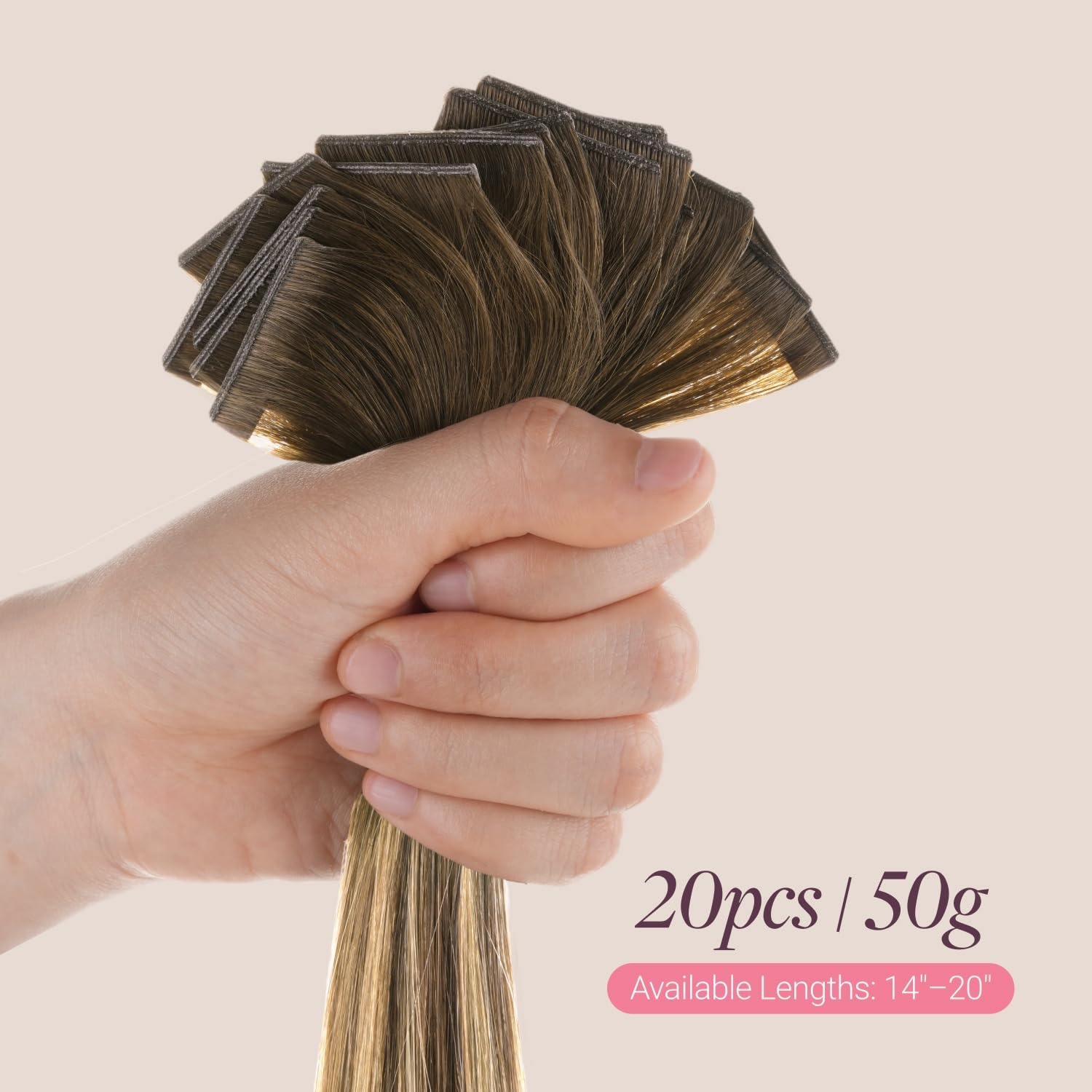  Genius Tape in Hair Extensions, Hand Tied Tape Weft, 4/27/4 Balayage Chocolate Brown to Caramel Blonde, 16inch 50g 20pcs, Remy Human Hair, Seamless Invisible Tape, Natural Blend, Lightweight thumbnail