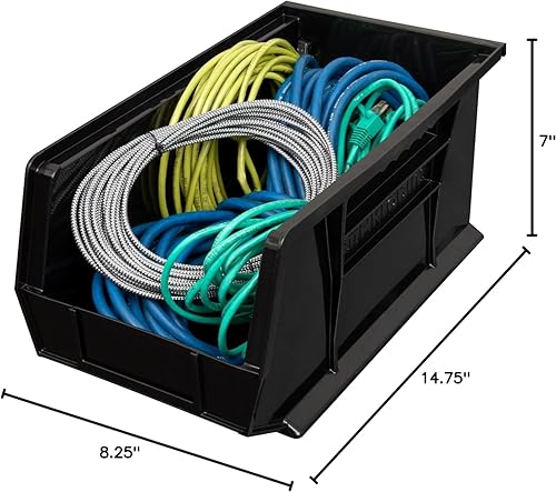 Vista 46 de Akro-Mils 30240 - Contenedores apilables de plástico, 15 pulgadas por 8 x 7 pulgadas, color morado, pack de 12 unidades. Piedra