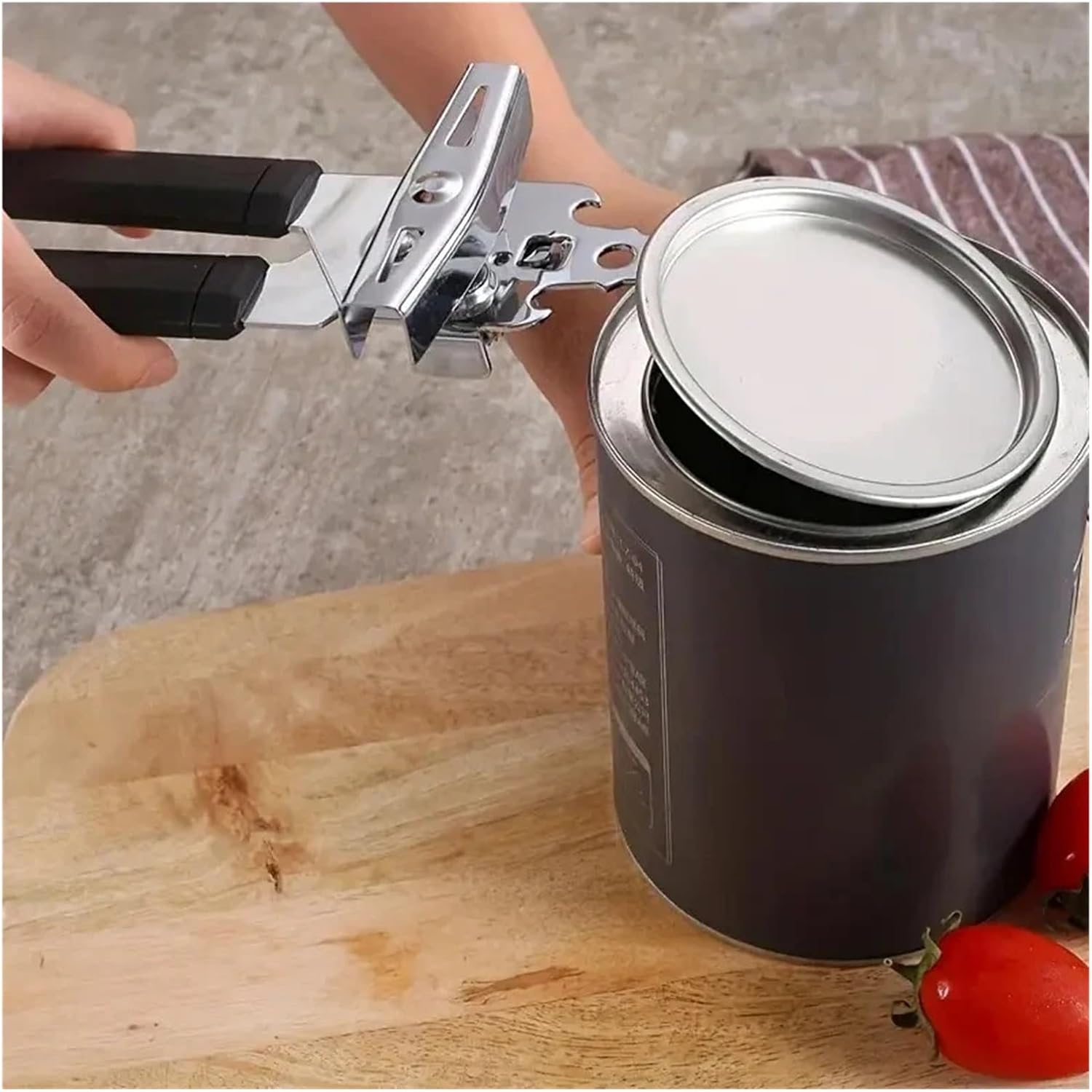 Stainless Steel Manual Can Opener with Side Cut and Bottle