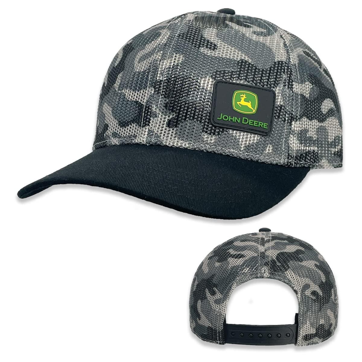 John Deere Mens Camo Print Cotton Twill Trucker Mesh Back