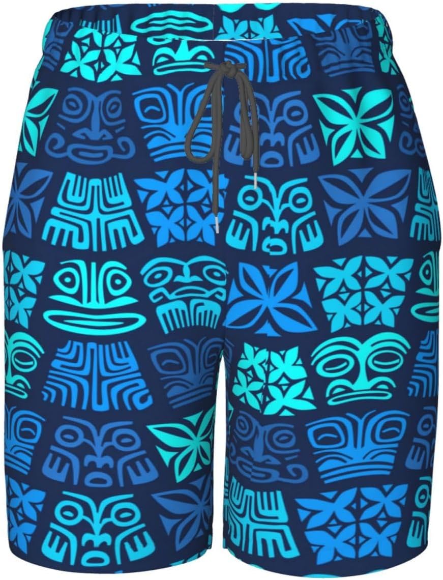 Men's Swim Trunks，Mesh Lining Quick Dry with Pockets Beach Shorts Hawaiian Holiday Beach Sports Shorts