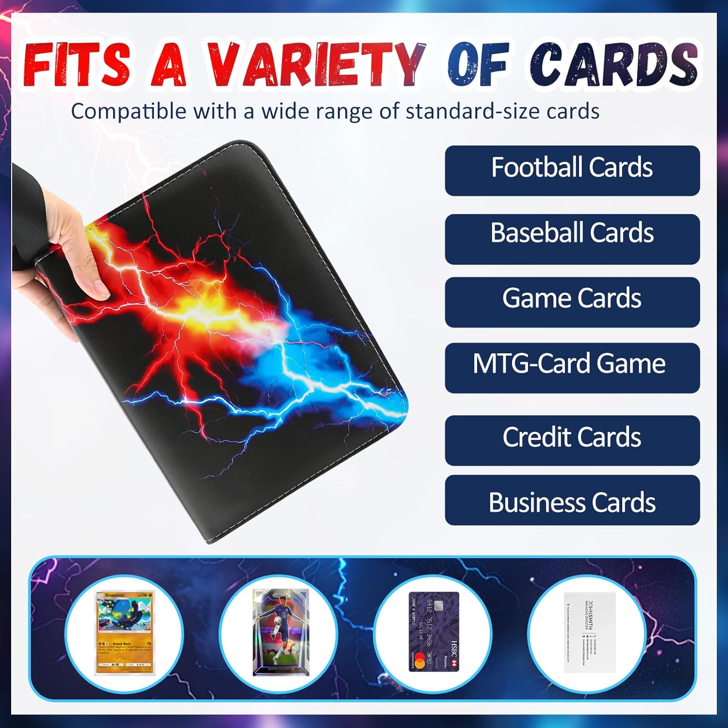 4 Pocket Card Binder Collectable Trading Albums Fits 400 Cards with 50 Removable Sleeves, Portable Guardian Zipper Book, Collection Album Holder