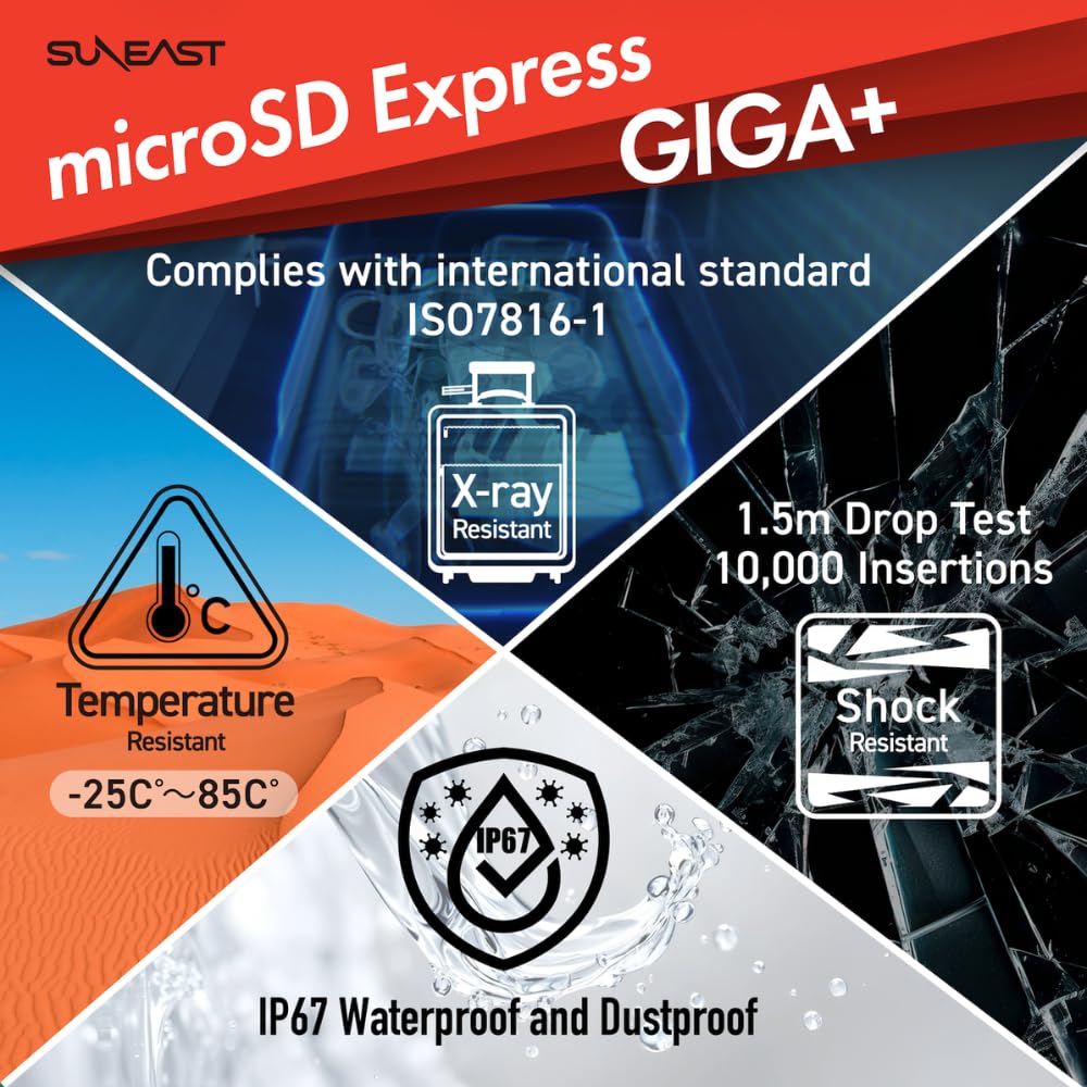 SUNEAST Scheda di memoria microSD Express da 1 TB, velocità di lettura fino a 900 MB/s e di scrittura fino a 620 MB/s, U3 V30 UHS-I A1, compatibile con Nintendo Switch 2 e Steam Deck
