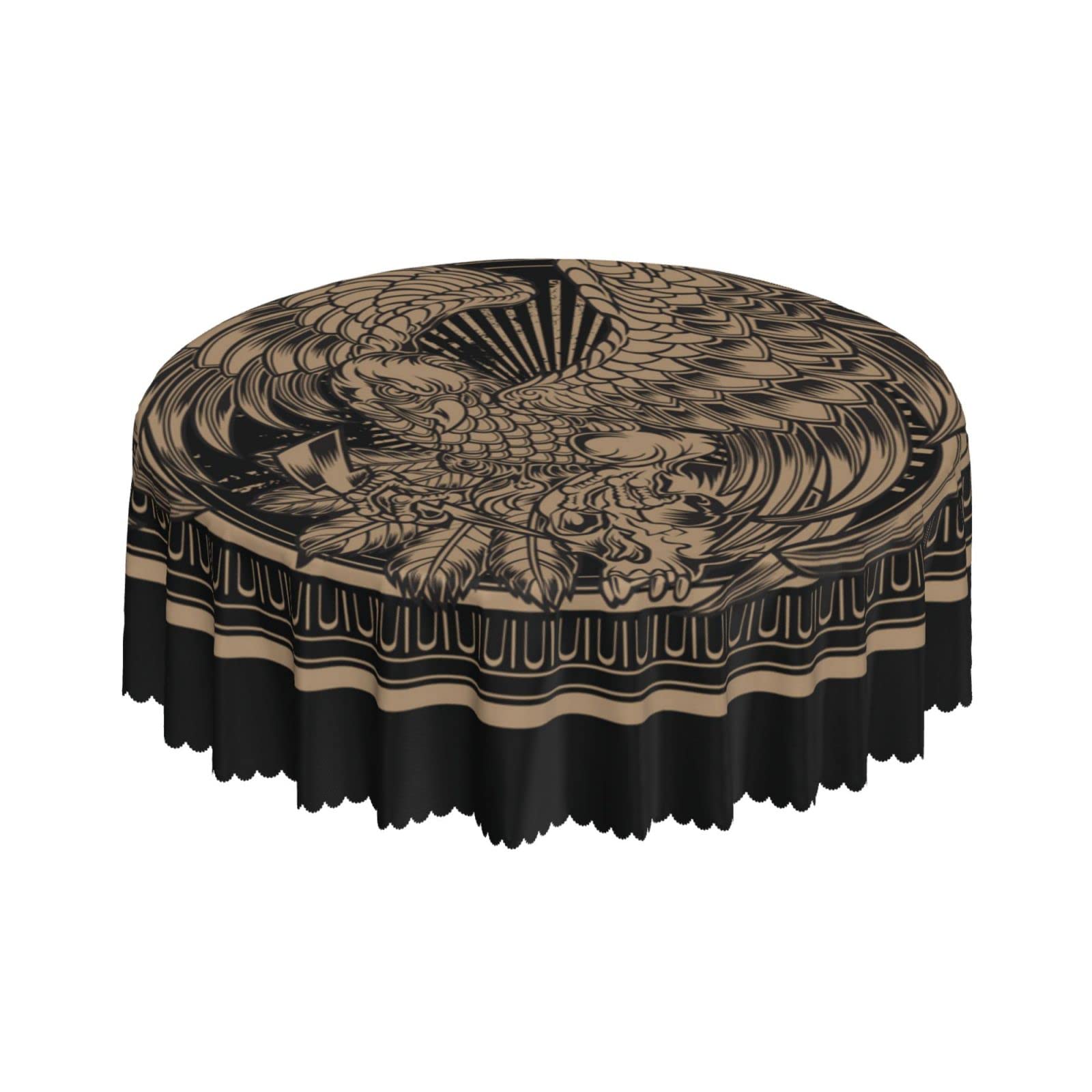 Lsjuee Vintage Eagle USA America Black Round Tablecloth 60 Inch Printed Washable Tablecloth for Dining Party Holiday Fall Home Decorative