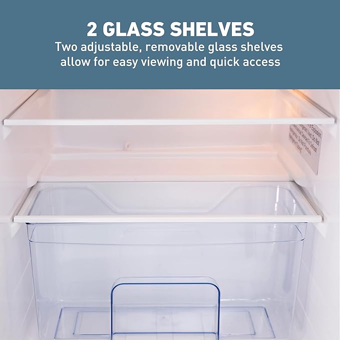 West Bend Mini Fridge with Freezer for Bedroom, Office, Bar or Dorm Room, Retro Compact Refrigerator features Glass Shelves, Manual Defrost and Adjustable Temperature Control, 3.1-Cu.Ft., Blue on Fridge.com