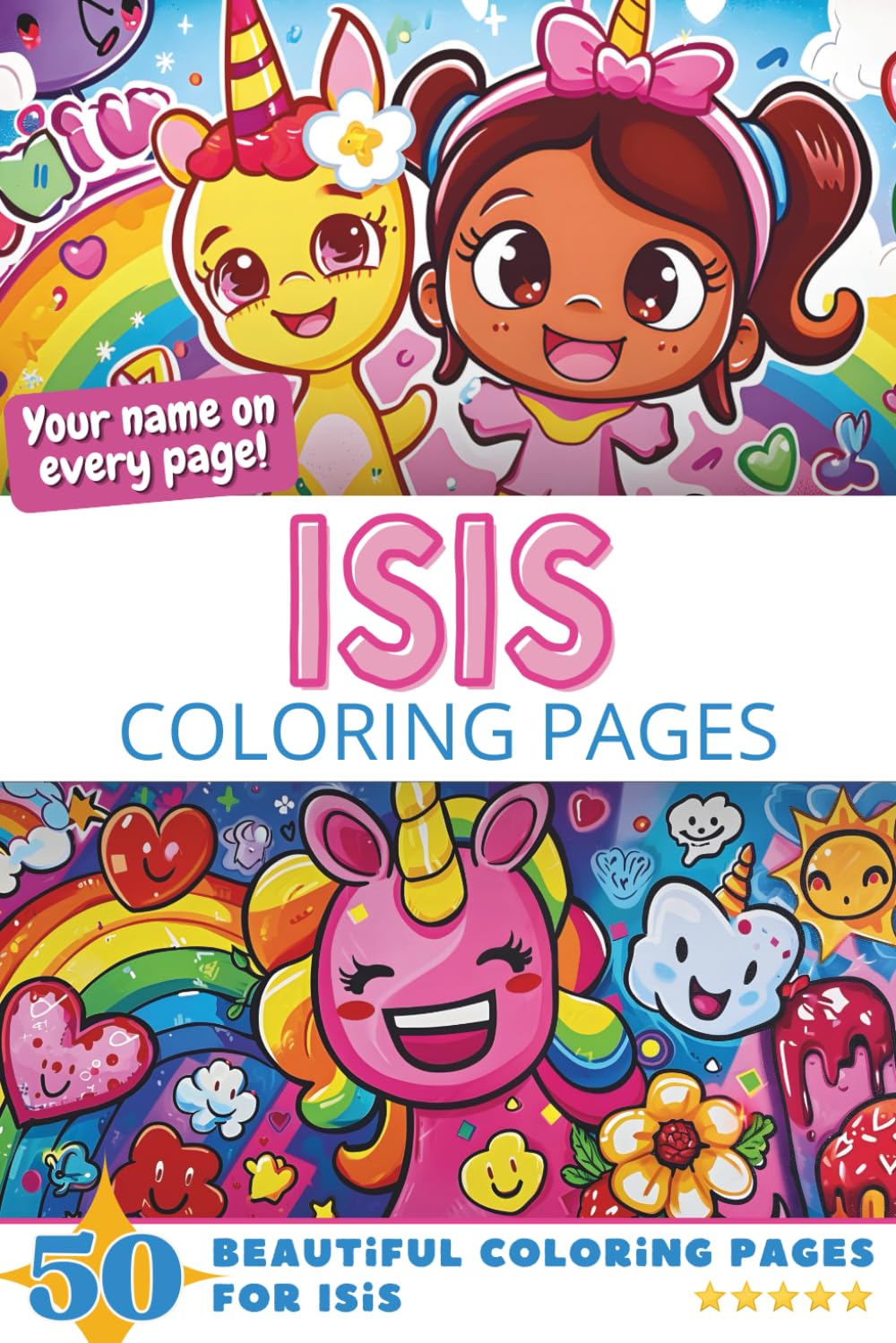 Isis Coloring Pages: Wow-Effect! Your name on every page - Isis coloring book - 6x9" - 50x Isis coloring page - Fantastic Gift