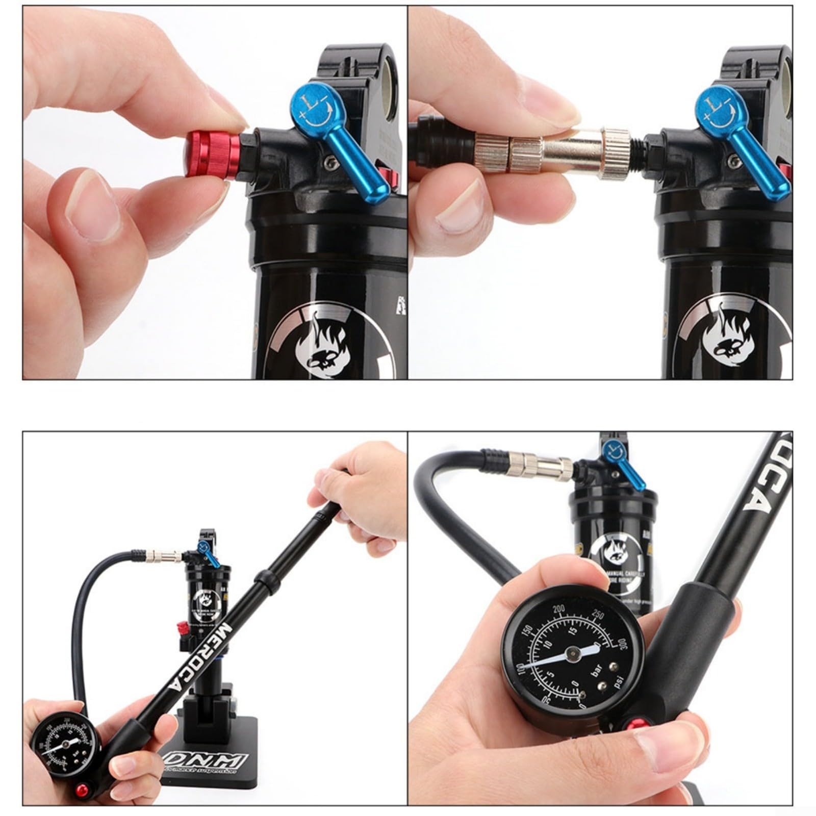 Bomba amortiguadora para todos los amortiguadores de aire Bomba y horquillas de suspensión 300 PSI,Amortiguador de bicicleta Bomba de alta presión para horquilla de suspensión y suspensión