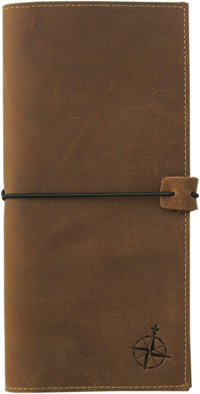WANDERINGS Genuine Leather Passport Wallet - 4.25 x 9 - Large Leather Passport Holder for Travel - Folding Leather Travel Wallet Case with RFID Blocking, Travel Organizer for Men and Women