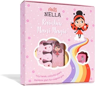 MISS NELLA Nail kit & Nail polish- Accessories set for kids, peel off nail polish, nail stickers, tattoos, nail filer & toe separators- all designed foe children hands & toes (Pink A Boo)