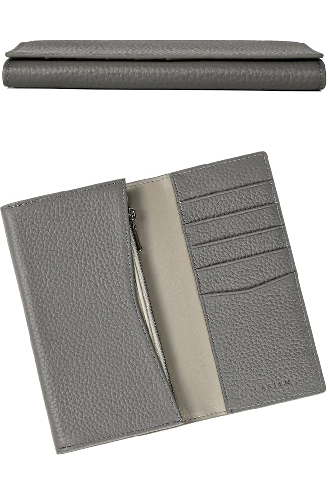 SAAD レザー編み込み長財布 グレー新品未使用　ノベルティ付き 長財布 財布 レディース メンズ 本革 メタリック 編み込み風
