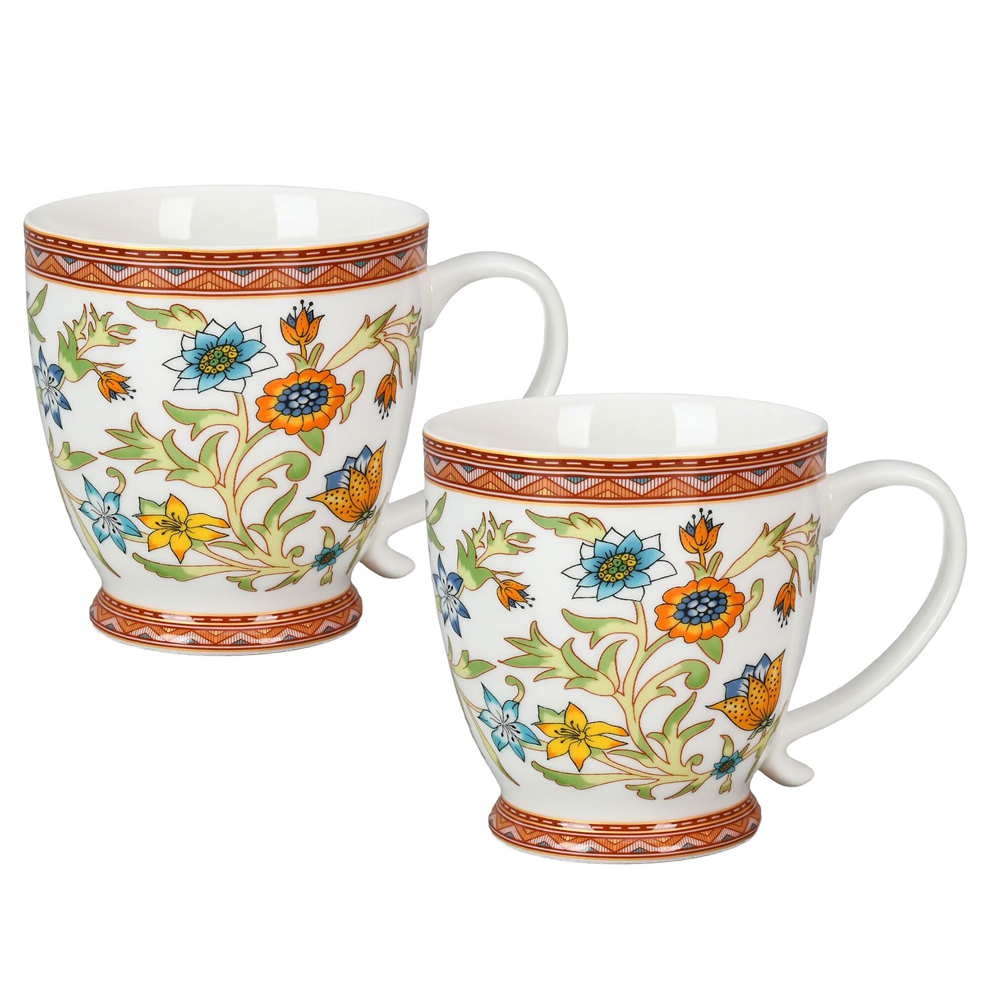 STP GOODS Porcelain Mug 13.5 fl. oz. - Set of 2 in Gift Box Coffee Cup, Gift for Women and Men (Fleurs des Prairies)