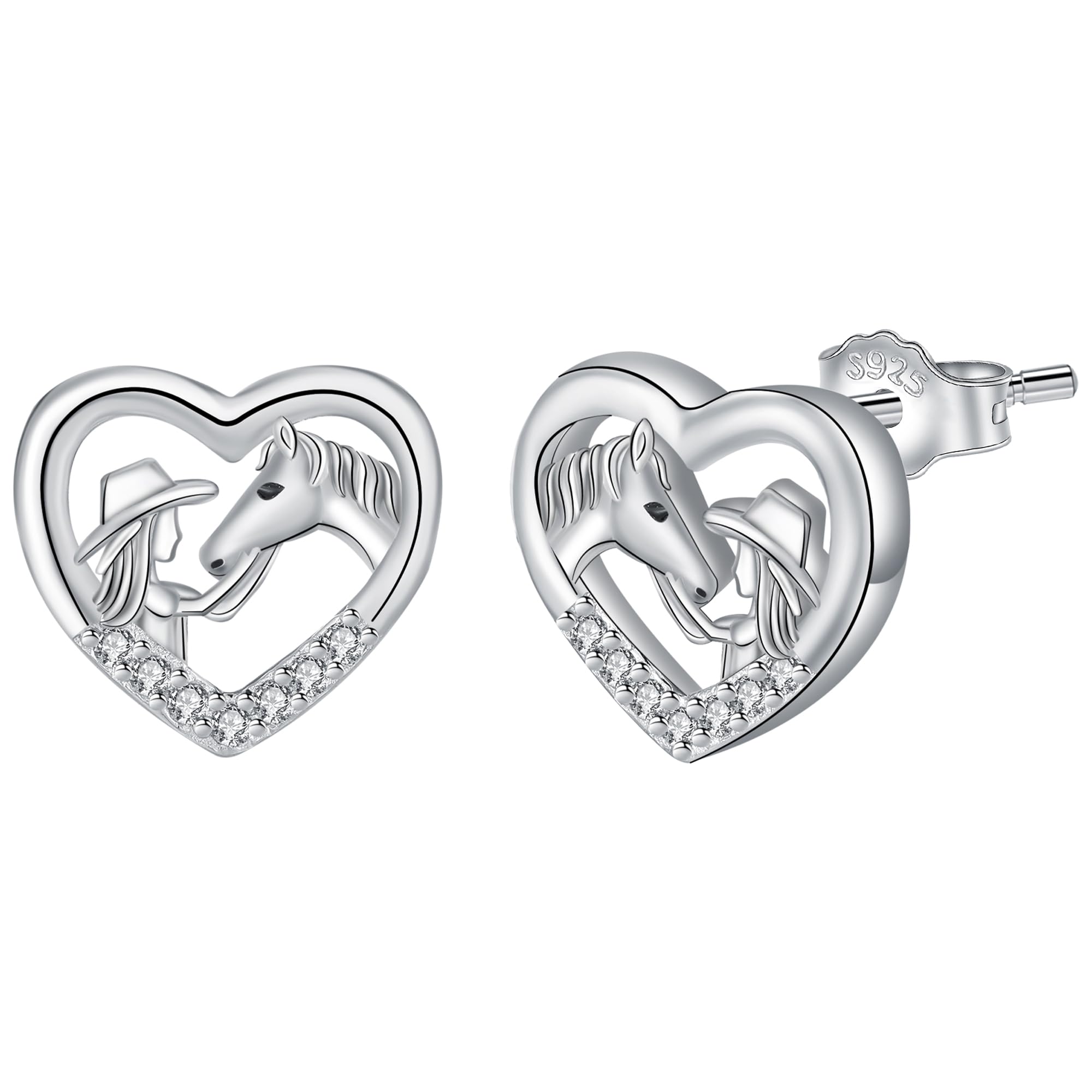 Yinsen Pferd Ohrringe Silber 925 für Damen Hypoallergen Ohrstecker Tier mit Geschenkbox,Schmuckgeschenke für Mädchen und Frauen
