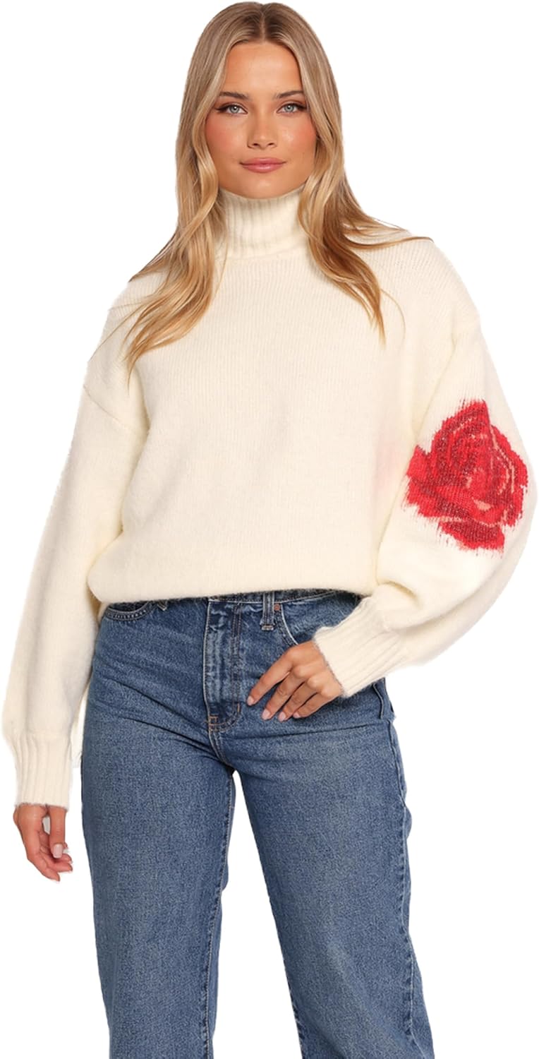 Petal & Pup Women's Kelso Flower Embroidery Knit Sweater