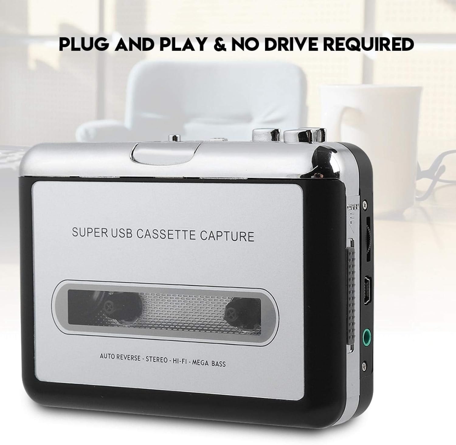 Socobeta Audio Converter Tape to PC Cassette Converter Recorder Digital Audio Music Player with Earphone