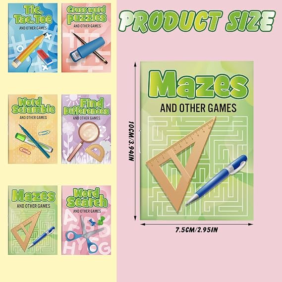 Hungdao 144 Pcs Mini Activity Books for Boys and Girls, Fun and Games, Challenging Activities Include Mazes, Word Scramble and More Bulk Gifts for Students Party Classroom Goodie Bag Stuffers