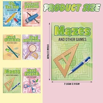 Hungdao 144 Pcs Mini Activity Books Kids Word Search Mazes Crossword
