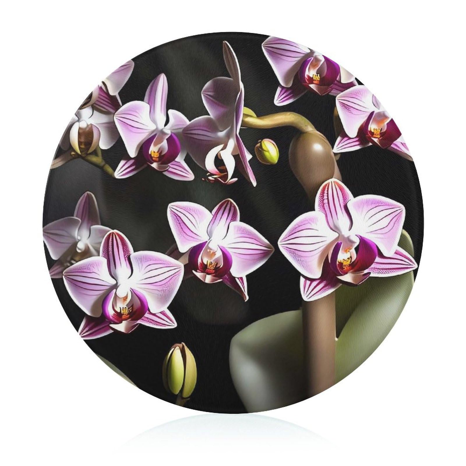 Planche à découper ronde orchidée : fini les plateaux tristes