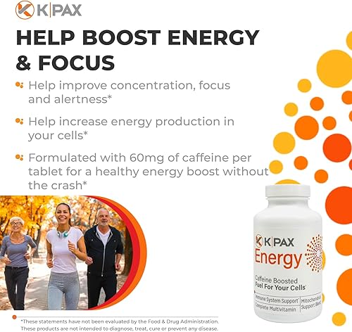Miniatura 3 de K-Pax Energy - Nutrientes mitocondriales de alta potencia - Multivitamínico energético estimulante inmunológico - 120 tabletas