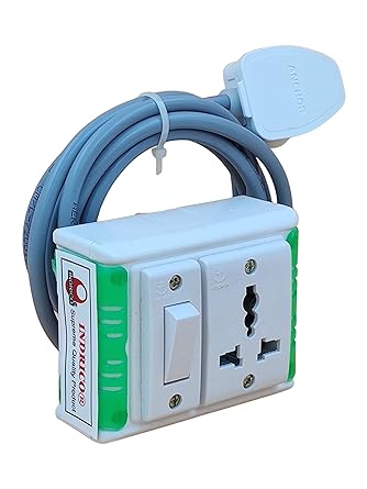 INDRICO PVC 1200W Junction Box with Switch Socket (Pack of 1, White) (5 meter Cable)