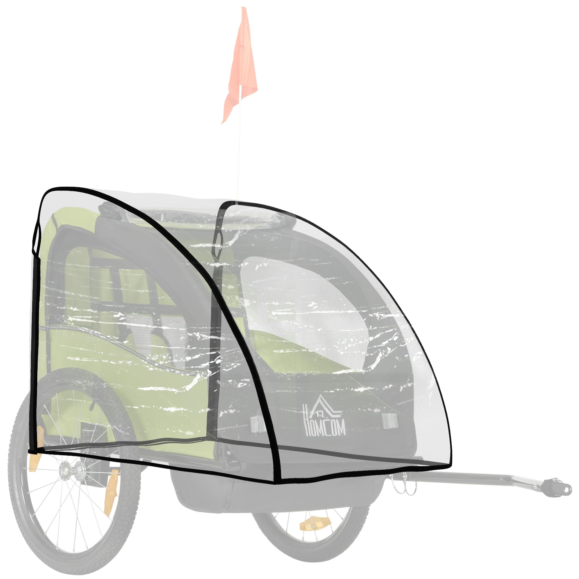 HOMCOM Faltgarage für Fahrradanhänger, Wasserdicht Abdeckung mit UV-Schutz, Regenschutz Regenverdeck für Fahrradanhänger Hundeanhänger Lastenanhänger, 76 x 61 x 61 cm, Transparent