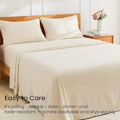 Miniatura 8 de GOKOTTA Juego de sábanas de 4 piezas, tamaño King, bolsillo profundo de 10 a 16 pulgadas, correas elásticas antideslizantes en las esquinas,