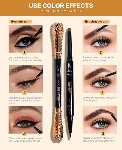 Sweat-proof Waterproof 2-in-1 Eyebrow Pencil for Women - Ended Eye Brow Pencil with Microblading Effect,Dark brown(coffee)