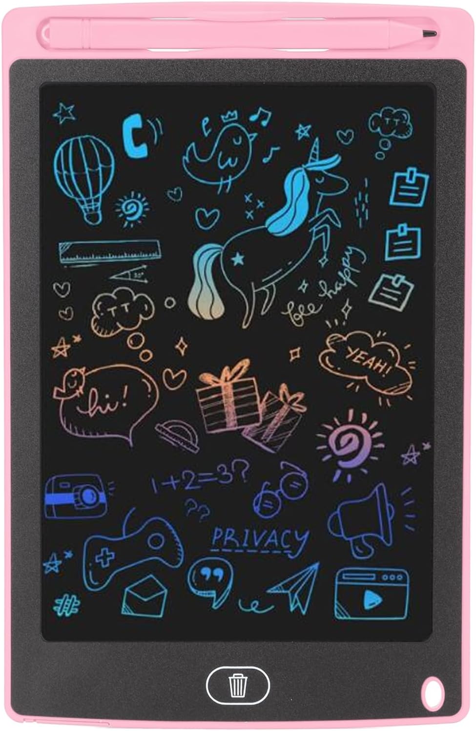 8.5 Inch LCD Writing Tablet, Colorful Electronic Drawing Writing Board, Erasable Drawing Doodle Board, Doodle Pad Toys for Kids Adults Learning Education (Pinks)