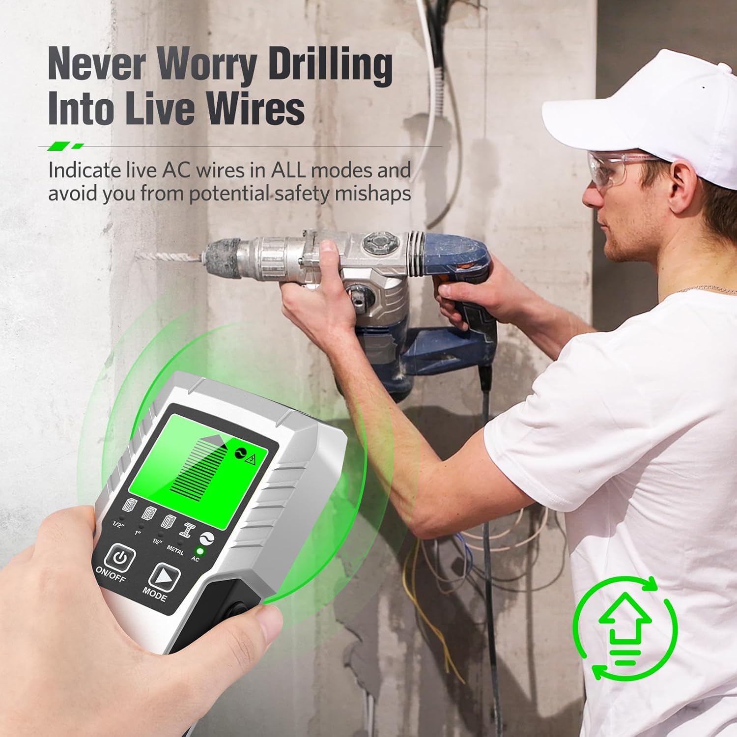 Stud Finder Wall Scanner Detector - 5 in 1 Electronic Wall Wood Metal Stud Locator Edge Center Sensor Beam for Live AC Wire Pipe Metal Lumber Joist Drywall Framing Detection (Bright silver)