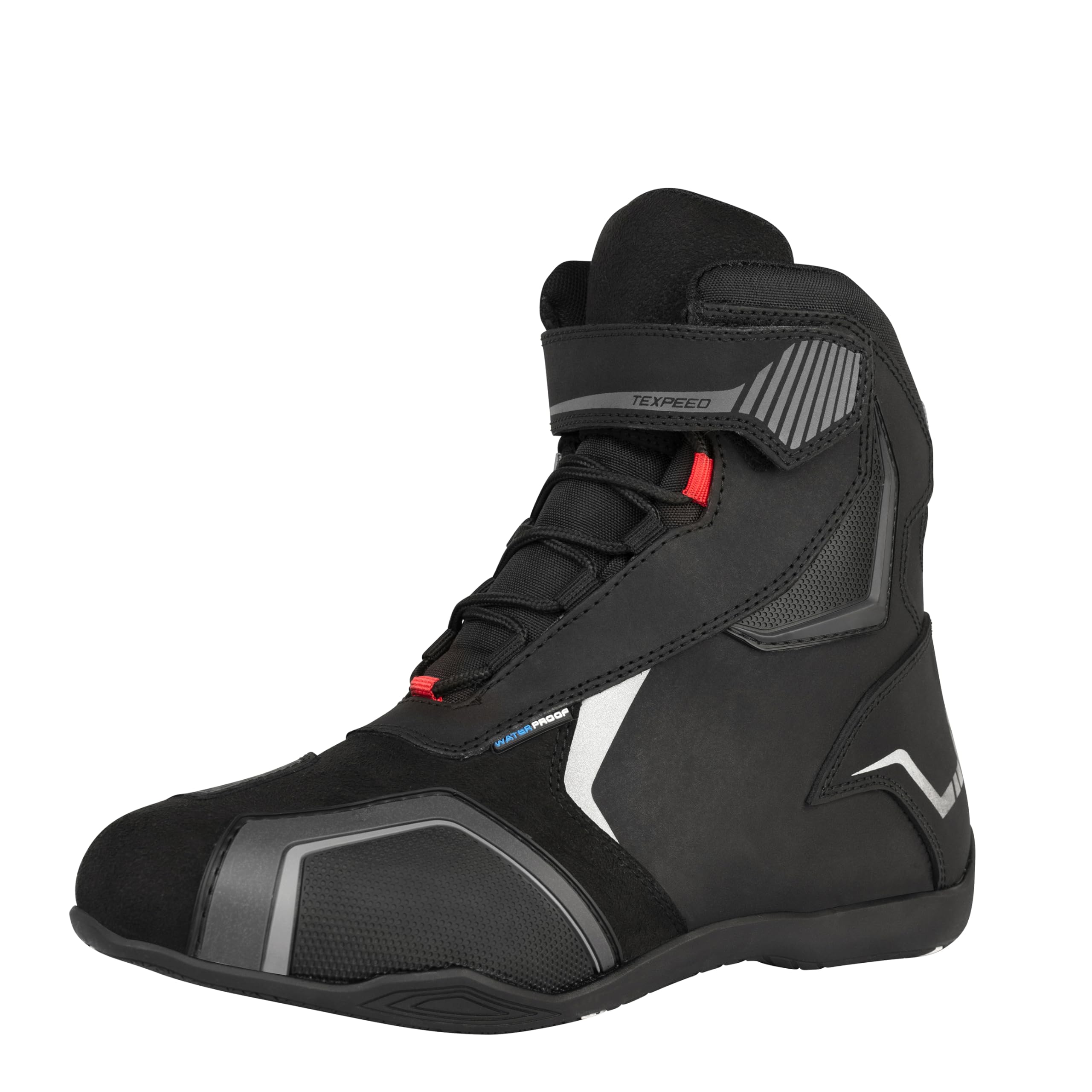 Texpeed Stivali Da Moto Uomo CE Omologati Impermeabile - Protettivi Da Moto ScarpeIin Pelle da motociclista Rialzate - Nero - Courte Longueur - Taglia 41 EU