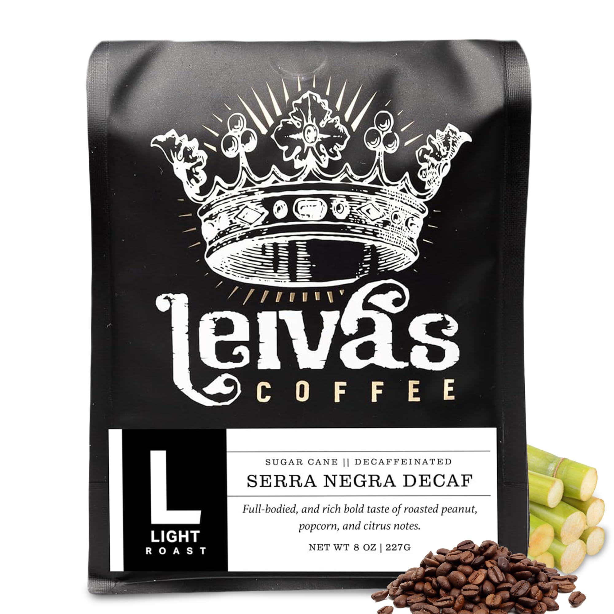 Leiva’s Decaf Whole Bean Coffee (8oz), Guatemalan Light Roast Beans – Serra Negra Organic Decaf Coffee Beans w/Roasted Peanut, Popcorn & Citrus Notes,