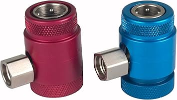 Robinair 18124 R-1234yf High Side and Low Side Service Coupler Set with Anodized Main Bodies and Knurled Gripping Surfaces