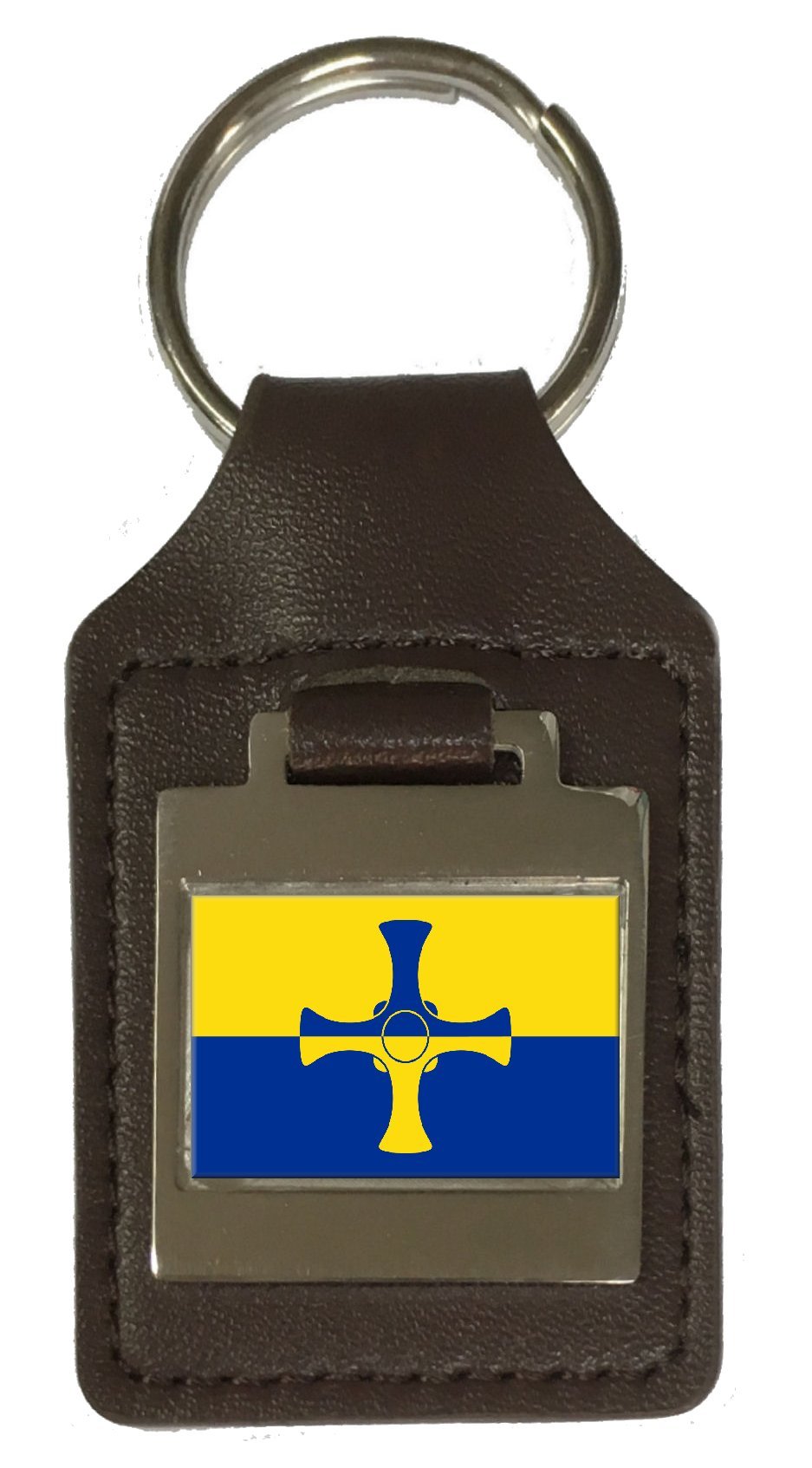 Porte-clés en cuir gravé drapeau Durham - Accessoire chic - 5
