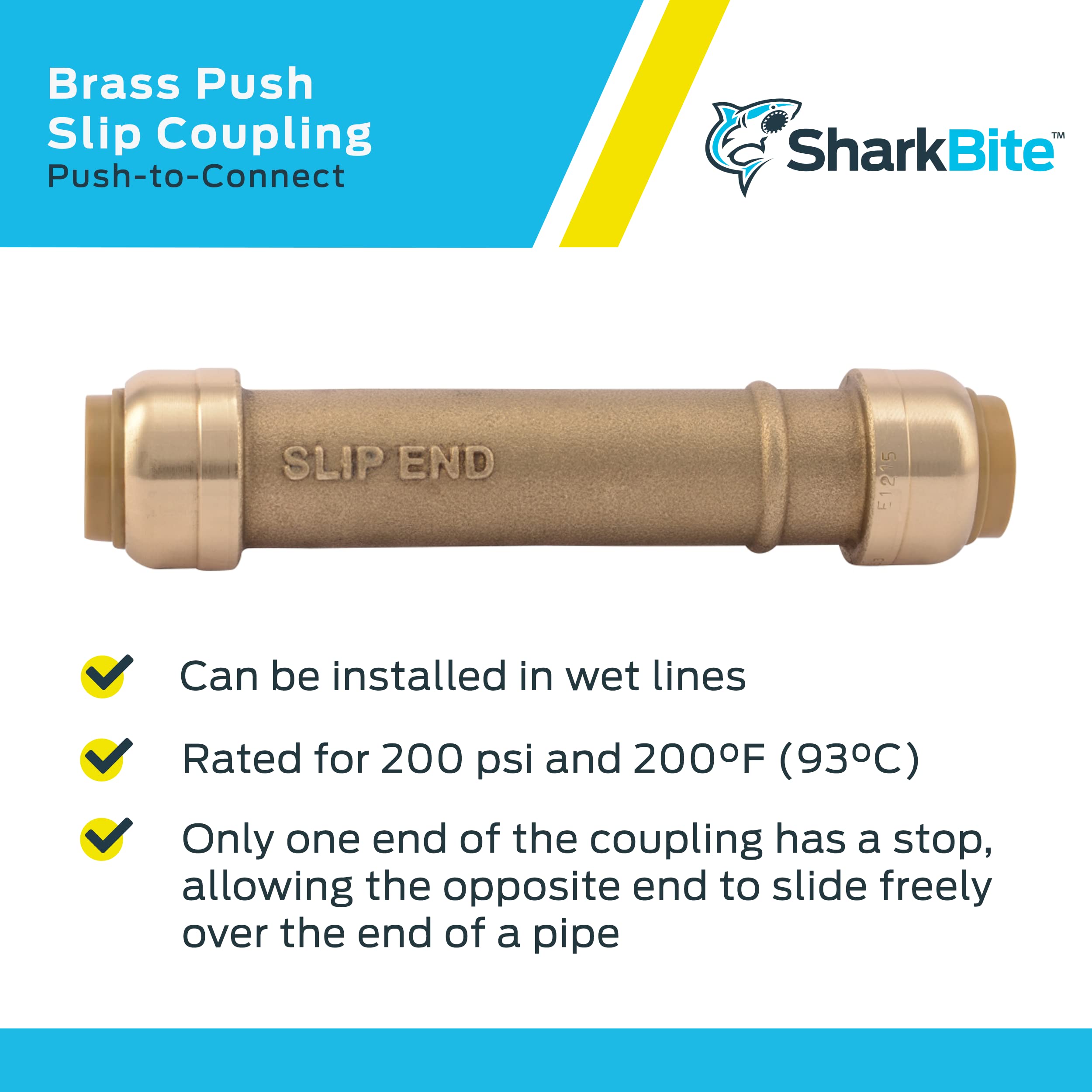 SharkBite U3008LF 1/2 Zoll Schlauchkupplung, 3 Stück