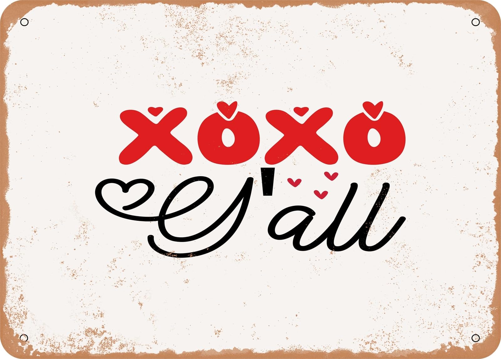 Metal Sign - Xoxo Y'all - 2 - Vintage Look Sign home decor