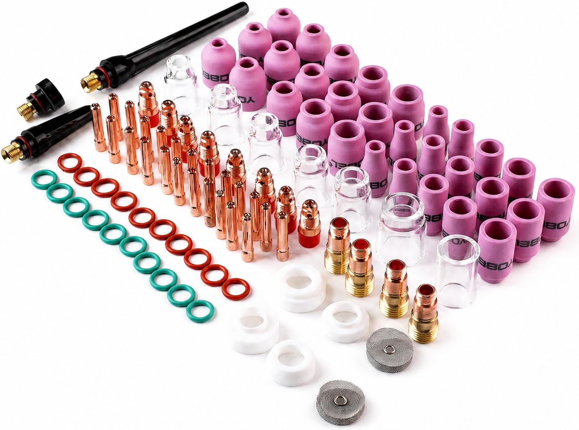 YOBEL 100Pcs TIG Torch Consumables Kit WP-17/18/26 Alumina Nozzle Gas Lens