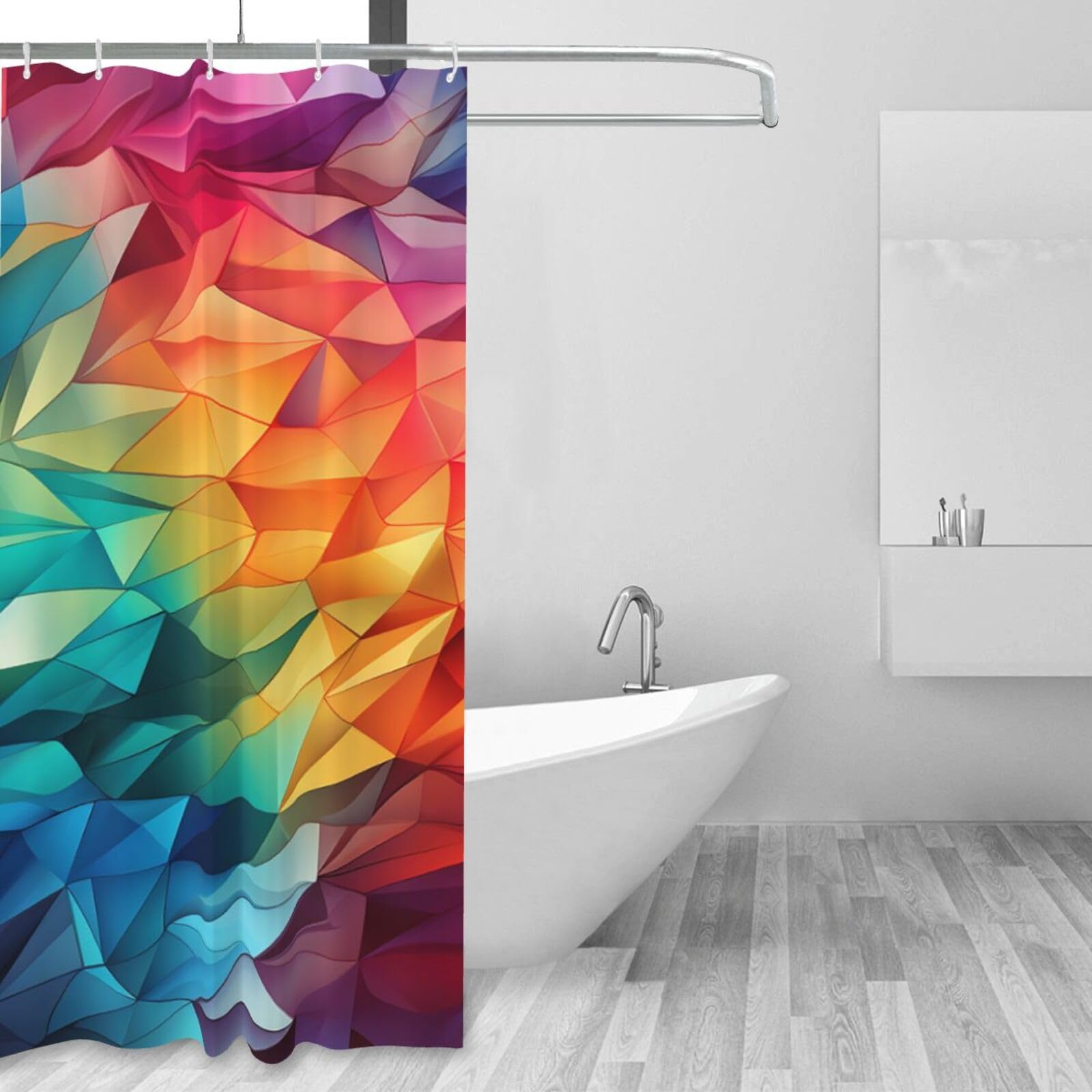 Rideau de douche imperméable coloré 152x183 cm avec 12 crochets pour salle de bain