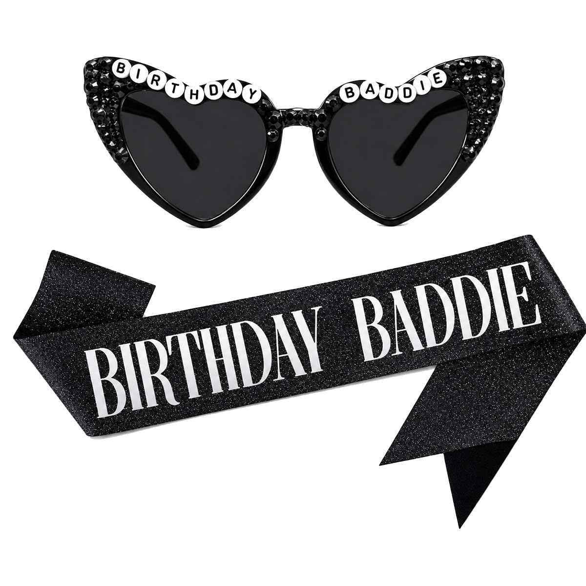 Birthday Sash For Women Birthday Queen Glasses Kit, Birthday Queen Sash,21st 30th Birthdays Gifts Sparkly Black Party Accessory Fun Costume Props For Women And Girls, Photo Booth And Event Wear