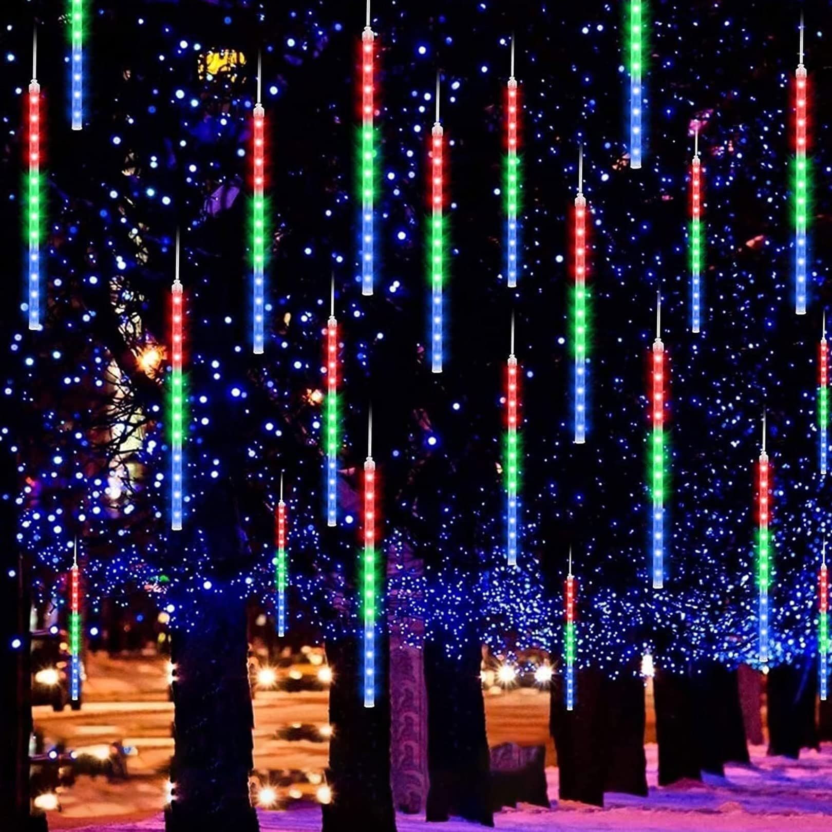 Light String,Lights String Indoor Light 30cm 8 Tubes 192 LED ative Snowfall Lights Raindrop for Party Christmas, Multicolor