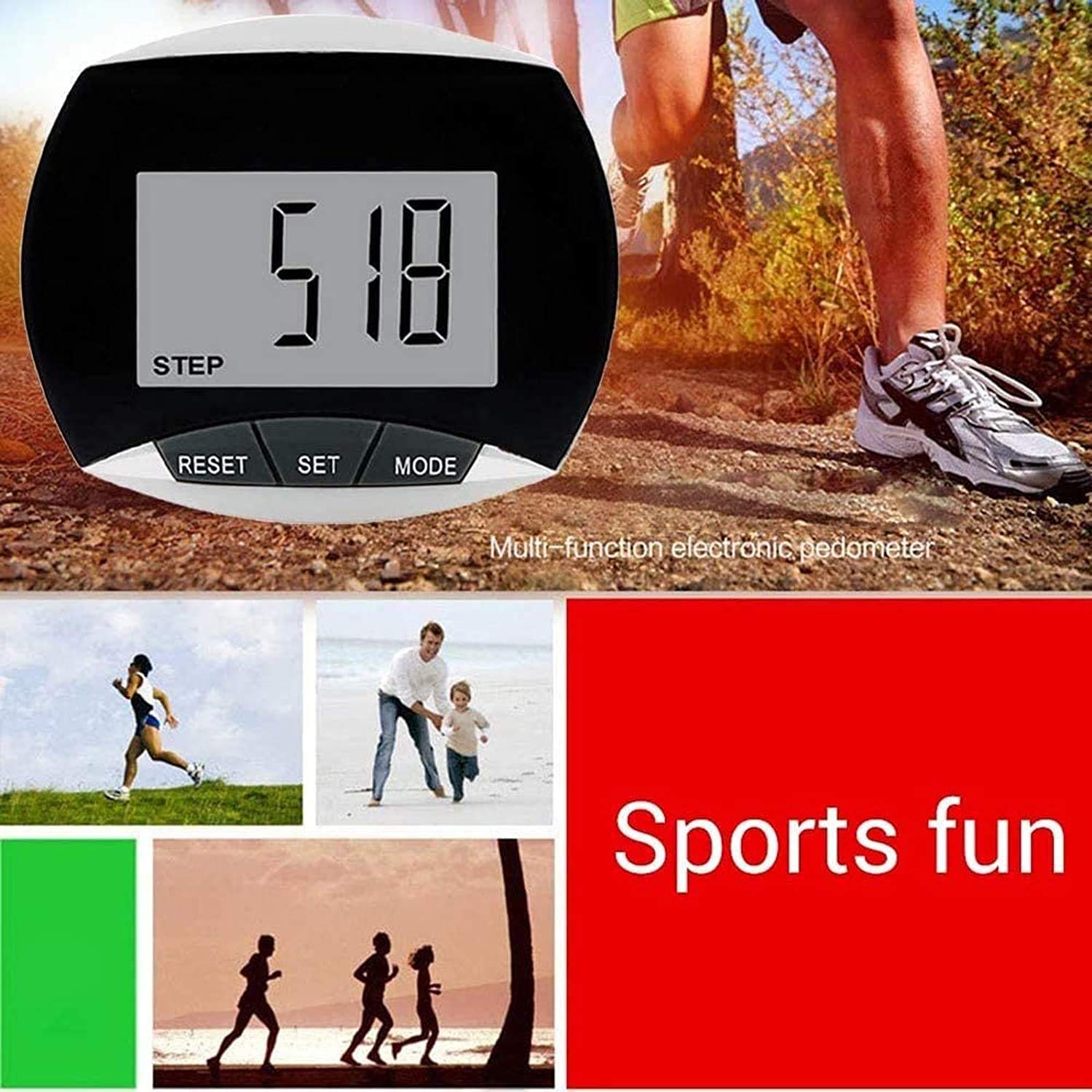 Podomètre Sportif GZD – Compteur De Pas, Distance En Km/miles, Calories Brûlées – Clip De Sécurité, Arrêt Auto