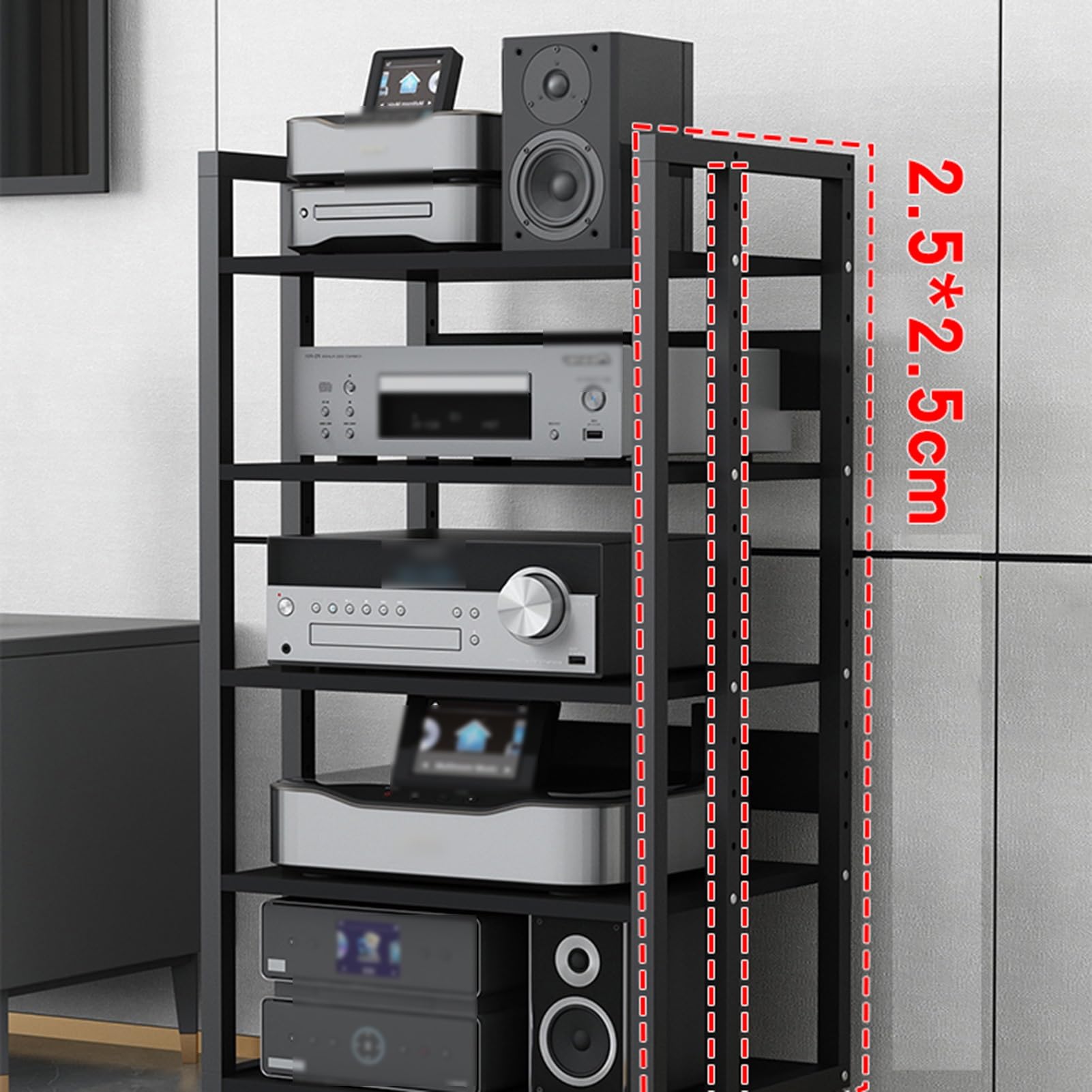 Stojak Na Sprzęt Audiowizualny Av 5-Poziomowy, Drewniana Półka Narożna, Szafka Na Komponenty, Stojak Na Sprzęt Audio Stereo, Idealny Do Salonu I Gier, Z Regulowaną Wysokością, Drewniana Półka