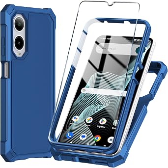 for Cricket Icon 6 Phone Case/AT&T Verge Case with Tempered Glass Screen Protector,Slim Soft Silicone Full-Body Protective Cover Cricket Icon 6, Blue