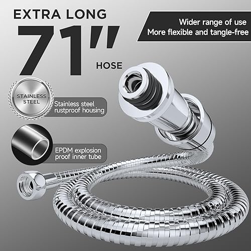 Miniatura 25 de Veken Cabezal de ducha de lluvia ancho con rociador de agua de mano multimodos, combo de cabezal de ducha de alta presión con brazo para accesorios