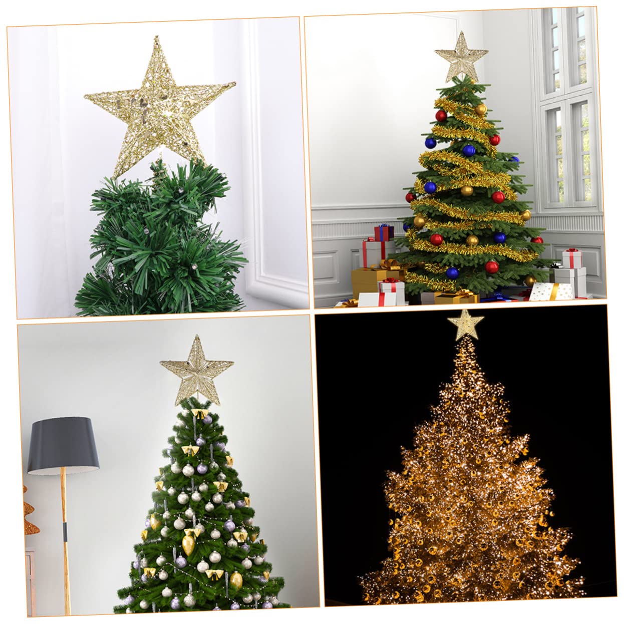 Cabilock 4 Juegos Estrella Superior del Árbol De Navidad Topper De Árbol Estrella De Oro Adornos Topper De Estrella De Árbol De Navidad Dorado Copa del Árbol Golden Planchar 2 Piezas * 4
