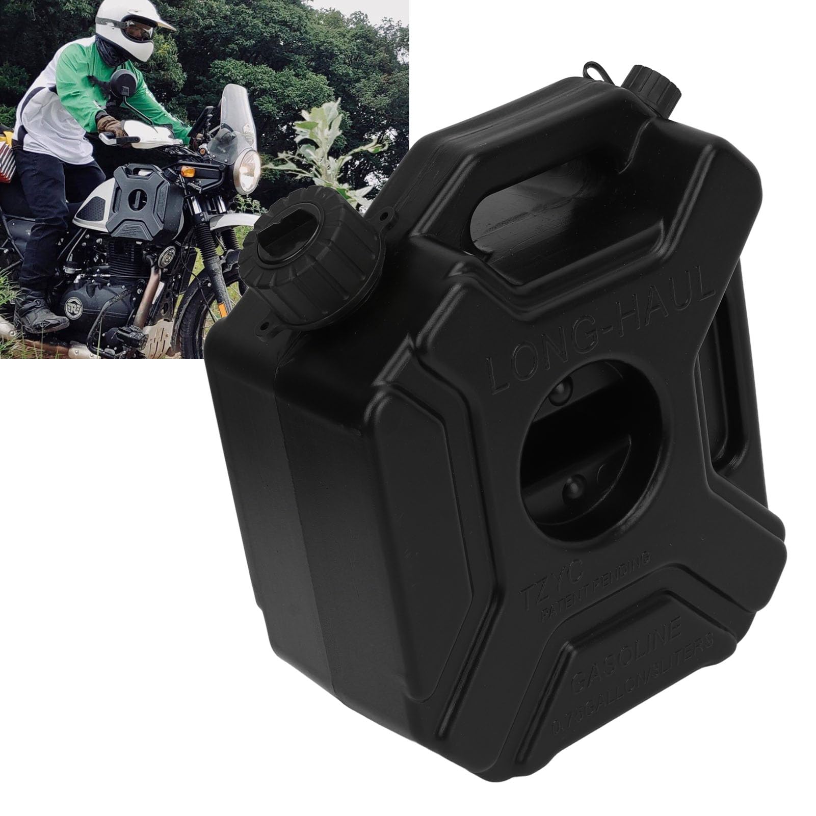 Akozon Serbatoio per gas di emergenza 3 l, 0,75 galloni, nero, per auto, moto, UTV, ATV, Dirtbike (con staffa)