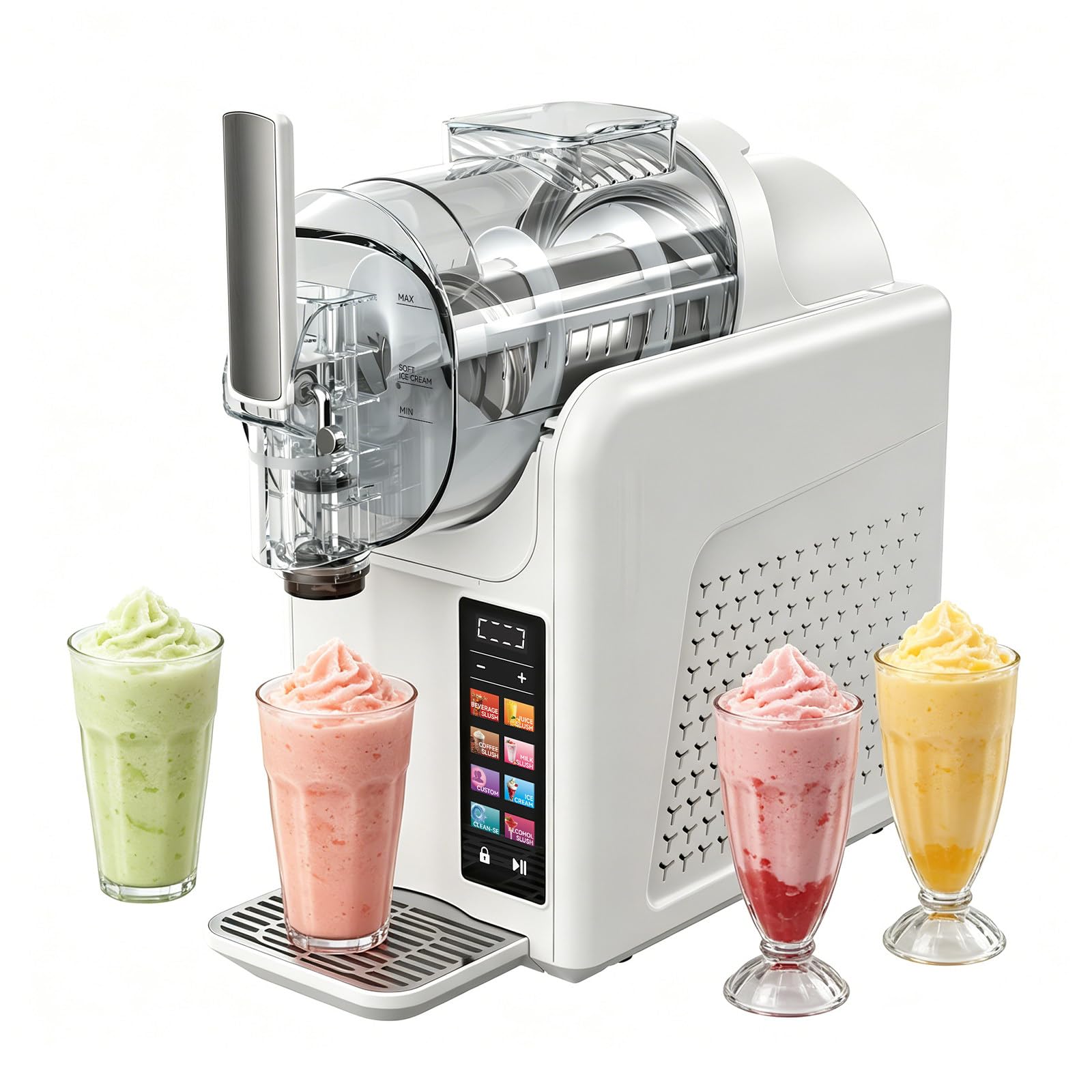 BANGBANGJI 68oz Slushie Machine, Liquid Capacity Slushy Maker, Freezing Drink Maker with 6 Presets, LED Display, Self Cleaning for Making Freezing Margaritas, Milkshakes, Smoothies, Frappes White