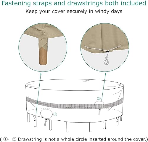 Miniatura 5 de SunPatio Cubierta redonda para mesa y sillas al aire libre, impermeable, resistente al agua, juego de muebles de patio para jardín, comedor,