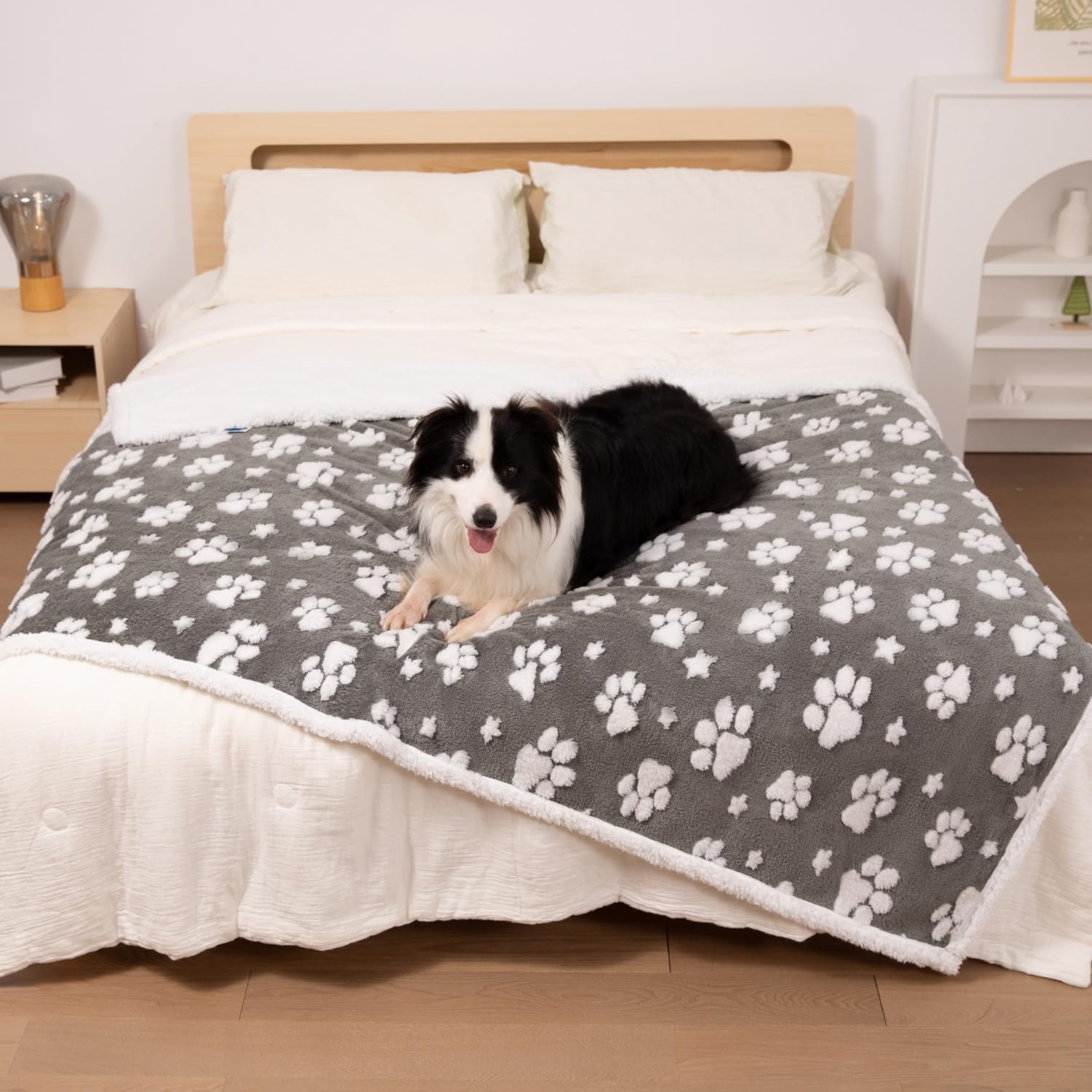 Yaning Waterproof Blanket for Dog Cat or Adult, Cute 3D Textured Paw Dog Blanket for Bed Couch Sofa, Soft Liquid Pee Proof Pet Furniture Protector, 50