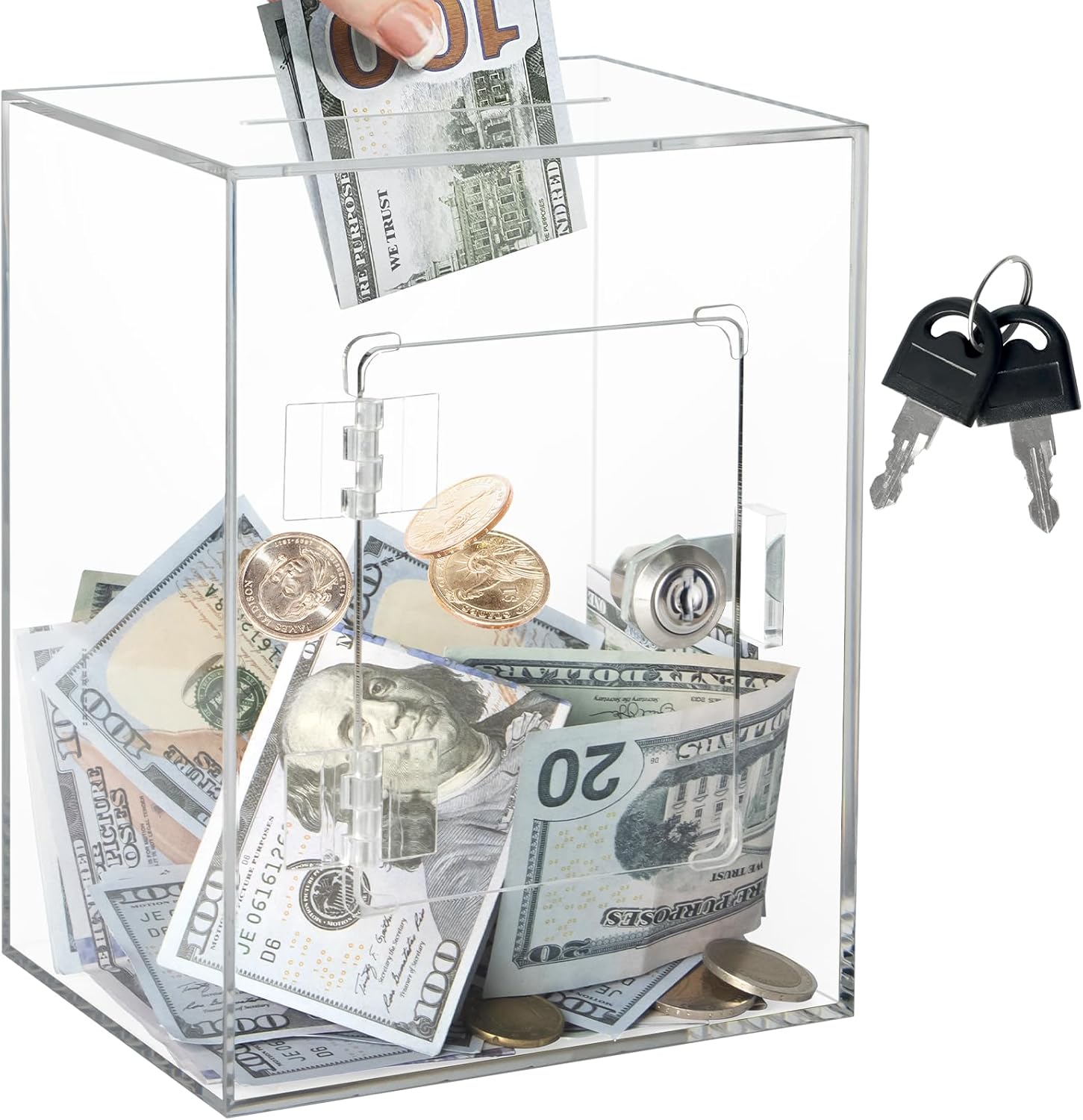 Imeepa (イミーパ) 透明貯金箱 鍵と鍵付き 大型アクリル貯金箱 子供用 大人用 透明で開けられる貯金箱 現金コイン用 再利用  あえて中身を見せていくスタイル 透明アクリルの貯金箱《チョキーン》 | goonie/グーニー...