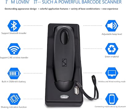 2D Bluetooth Barcode Scanner with Charging Base Dual 2.4G Wireless + Bluetooth 1D 2D Barcode Scanner QR PDF417 Data Matrix UPC Rechargeable Bar Code Scanner for Laptops/PC/Android/Apple iOS